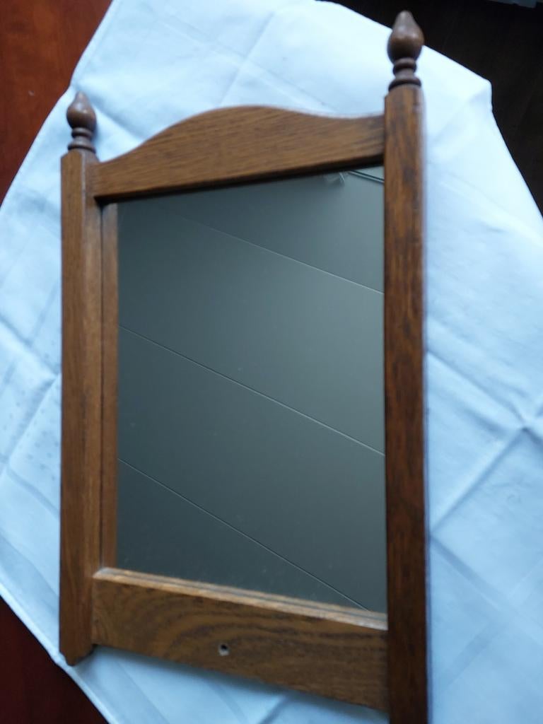 Eiken spiegel Meubelfabriek Oisterwijk, Antiek en Kunst, Antiek | Spiegels, Ophalen of Verzenden, Rechthoekig, Minder dan 50 cm