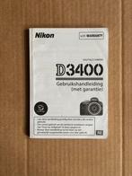 Nikon D3400 Handleiding nederlandstalig, Boeken, Ophalen of Verzenden, Zo goed als nieuw, Overige onderwerpen