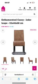 4x Taupe Microleder Eetkamerstoel, Ophalen, Gebruikt, Bruin, Leer