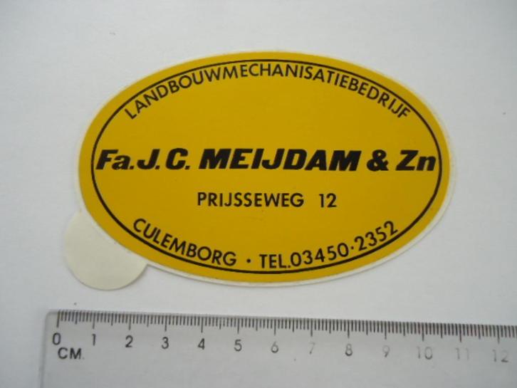 sticker oud Culemborg MEIJDAM landbouw machine traktor boer, Verzamelen, Stickers, Zo goed als nieuw, Bedrijf of Vereniging, Verzenden