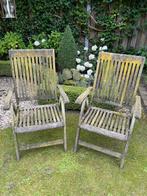 Twee hardhouten verstelbare tuinstoelen, Tuin en Terras, Tuinstoelen, Ophalen, Gebruikt, Hout