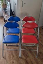 4 Klapstoelen - Rood & Blauw - Goede Staat, Huis en Inrichting, Stoelen, Ophalen, Overige kleuren, Zo goed als nieuw, Vier