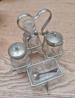 menageset/ tafelset/ peper en zout stel verzilverd/ kristal, Antiek en Kunst, Antiek | Glas en Kristal, Ophalen of Verzenden