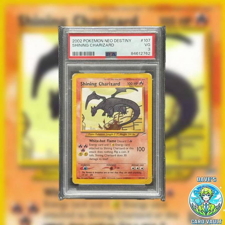 Shining Charizard #107 - English Neo Destiny - PSA 10, Hobby en Vrije tijd, Verzamelkaartspellen | Pokémon, Gebruikt, Losse kaart