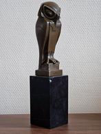 Bronzen beeld uil Art Deco naar Coenraad brons marmer sokkel, Ophalen of Verzenden