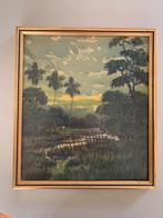 Vintage Indonesische aquarel, Antiek en Kunst, Verzenden