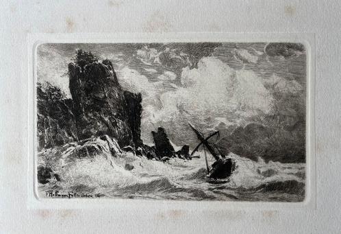 Chine-collé etsen collectie 19e eeuw 13 stuks, Antiek en Kunst, Kunst | Etsen en Gravures, Verzenden