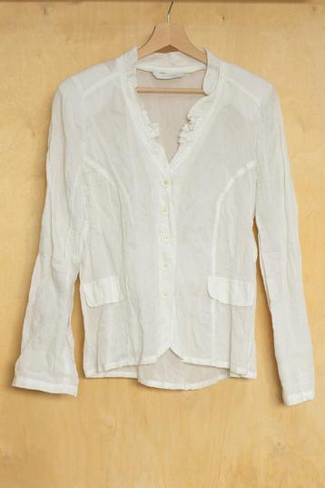 Atmos fashion witte offwhite linnen blouse ruffles M 38 beschikbaar voor biedingen