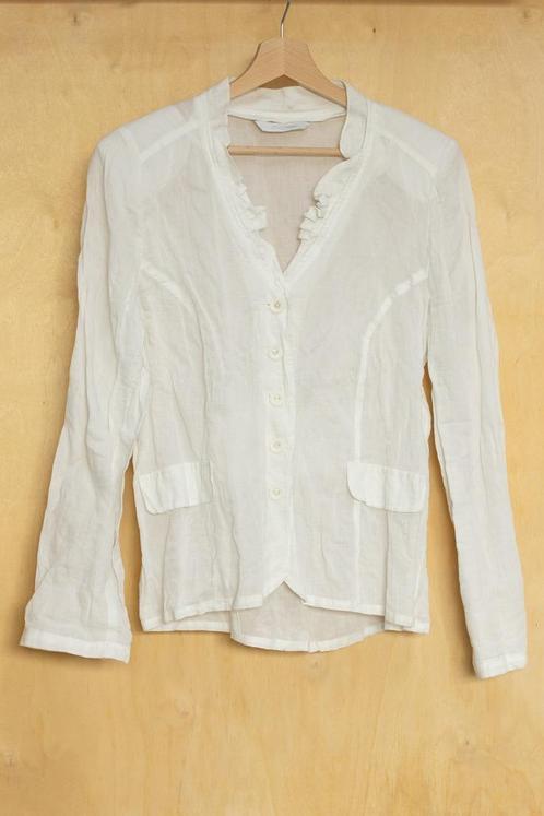 Atmos fashion witte offwhite linnen blouse ruffles M 38, Kleding | Dames, Blouses en Tunieken, Zo goed als nieuw, Maat 38/40 (M)