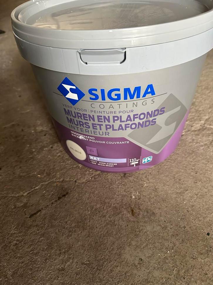 Sigma Muurverf - Wit - Grote Emmer, Doe-het-zelf en Verbouw, Verf, Beits en Lak, Zo goed als nieuw, Verf, 5 tot 10 liter, Wit