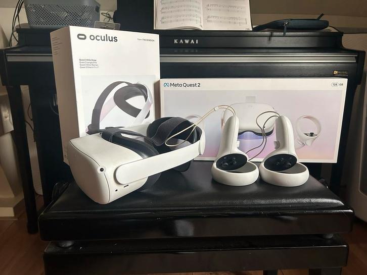 Meta Quest 2 + Elite Strap - Zo goed als nieuw!, Spelcomputers en Games, Virtual Reality, Zo goed als nieuw, Pc, VR-bril, Ophalen