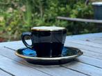 Apilco Flora zwart bistro koffie - Kop en schotel, Antiek en Kunst, Antiek | Servies los, Ophalen of Verzenden