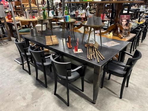Stamtafel 220x120 massief hout cafe bar eet tafel vintage, Huis en Inrichting, Tafels | Eettafels, Gebruikt, 50 tot 100 cm, 200 cm of meer
