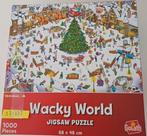 Wacky World Kerstpuzzel. 371337  - 1000 stukjes, Ophalen of Verzenden, 500 t/m 1500 stukjes, Zo goed als nieuw, Legpuzzel