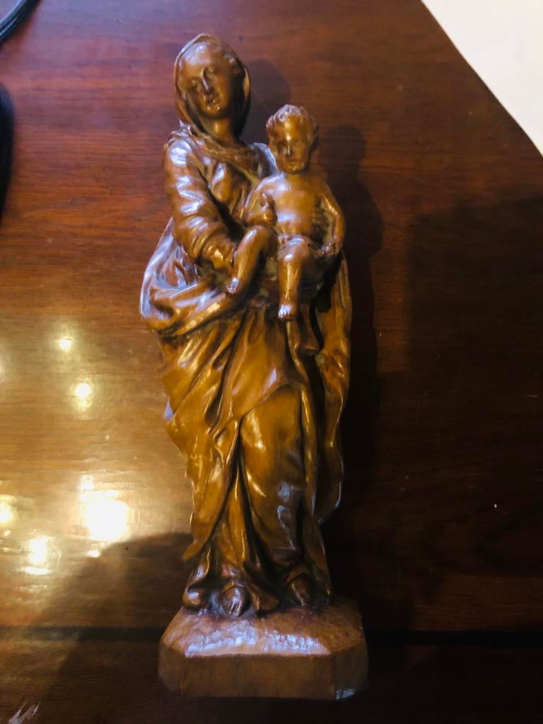 Barok Maria met Kind - MB Gesigneerd, Antiek en Kunst, Kunst | Beelden en Houtsnijwerken, Ophalen of Verzenden