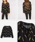 The Kooples zwarte blouse met gouden veren, maat 2 - medium, Kleding | Dames, Maat 38/40 (M), Verzenden, Zwart, Nieuw