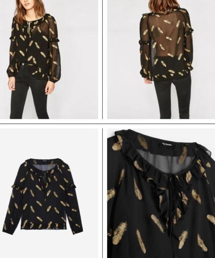 The Kooples zwarte blouse met gouden veren, maat 2 - medium, Kleding | Dames, Blouses en Tunieken, Nieuw, Maat 38/40 (M), Zwart