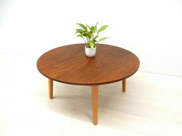 Retro Vintage Tafel Salontafel Rond Jaren 50 / 60 Teakhout beschikbaar voor biedingen