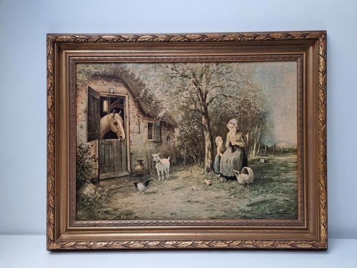 Print van Boerenlandschap moeder en kind, Antiek en Kunst, Kunst | Schilderijen | Klassiek, Ophalen of Verzenden