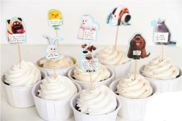 Leuke Cupcakesprikkers "SECRET LIFE OF PETS" pak à 24 st. beschikbaar voor biedingen