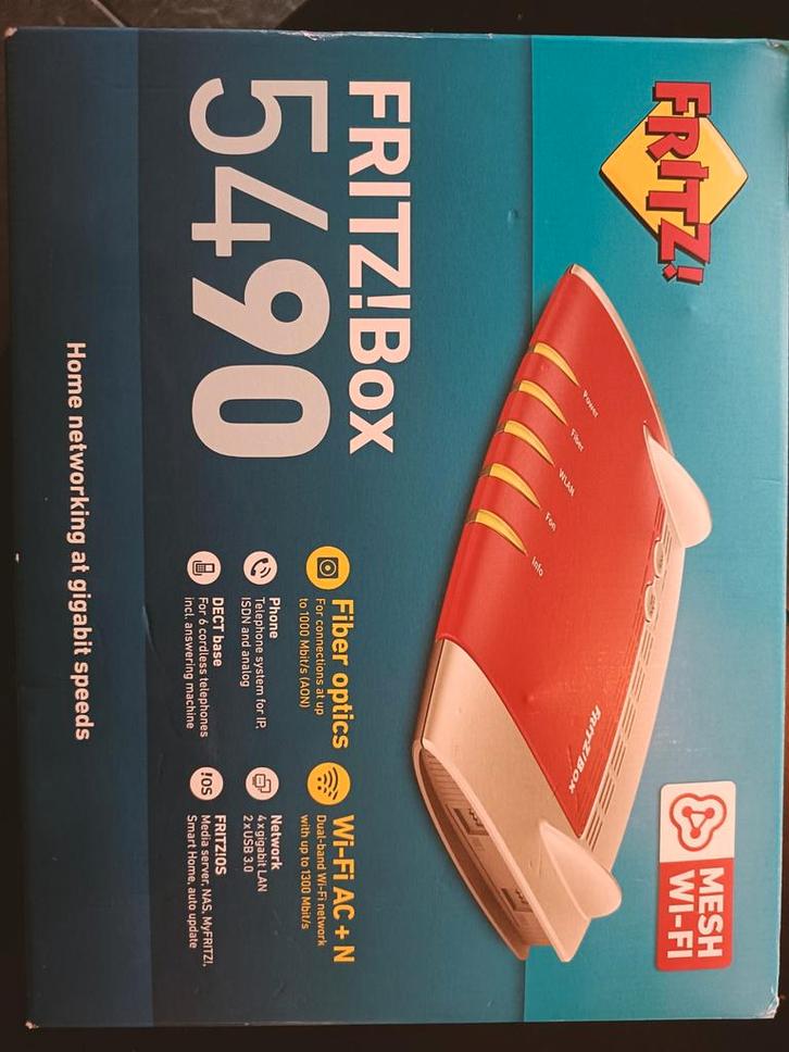 Fritzbox 5490 Glasvezel Router, Computers en Software, Routers en Modems, Ophalen of Verzenden