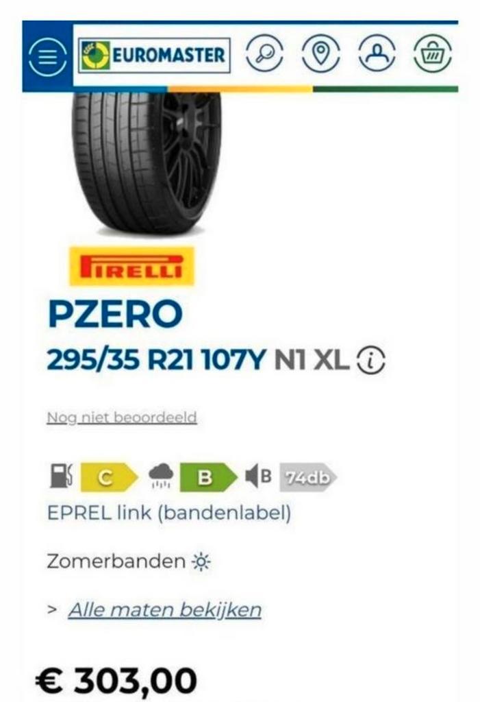 Pirelli PZero 295/35 R21 Zomerband 63 amg msport rs3 4 5 6 7, Auto-onderdelen, Overige Auto-onderdelen, Alfa Romeo, Amerikaanse onderdelen