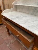 Antiek Franse wastafel wasmeubel tafel met marmer, Ophalen
