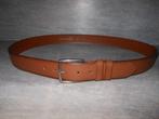 Middenbruine leren heren riem met een zilverkleurige gesp, Verzenden, Nieuw, Riem of Ceintuur, Echt leder