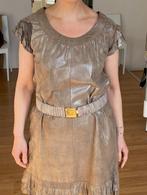 Taupe Metallic Lederen Jurk of Tuniek, Kleding | Dames, Jurken, Gedragen, Knielengte, O, Maat 38/40 (M)