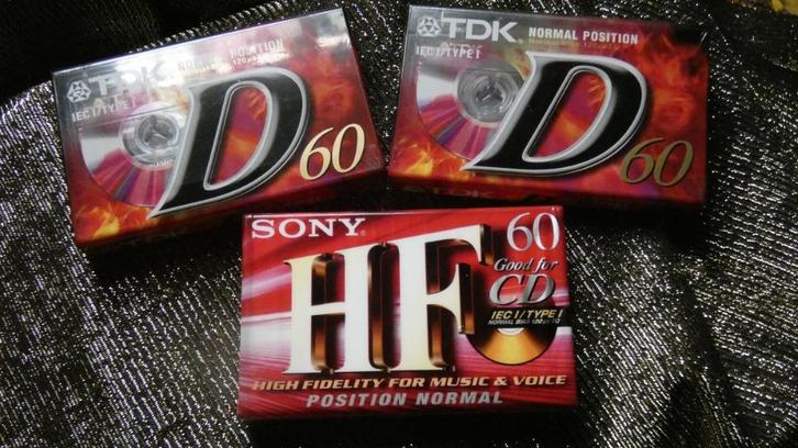 3 cassettes 60min- NIEUW-in folie-TDK en SONY  -adv.14, Cd's en Dvd's, Cassettebandjes, Nieuw in verpakking, Onbespeeld, Overige genres