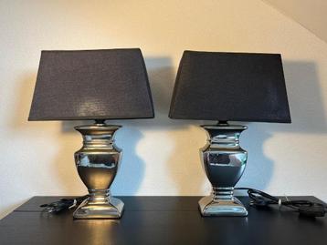 Tafellampen set – Chroomkleurig & zwarte kap – Hotel chique beschikbaar voor biedingen