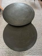 2 ronde metalen salontafels betonlook, Ophalen, 50 tot 100 cm, Rond, Zo goed als nieuw