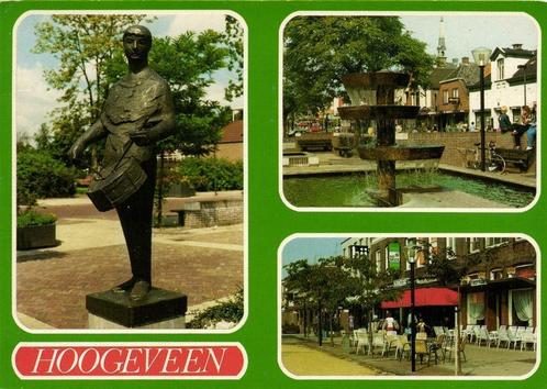 Hoogeveen - 3 afb, o.a. beeld, fontein - 1985 gelopen, Verzamelen, Ansichtkaarten | Nederland, Gelopen, Gelderland, Ophalen of Verzenden