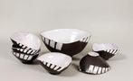 Mid Century schalen set, pinda set. Driehoekig. Zeldzaam, Antiek en Kunst, Ophalen of Verzenden