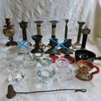 Kandelaars divers kaars standaard koper tin glas kerk vntg, Huis en Inrichting, Woonaccessoires | Kandelaars en Kaarsen, Overige materialen