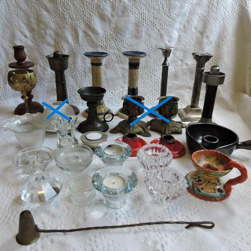 Kandelaars divers kaars standaard koper tin glas kerk vntg, Huis en Inrichting, Woonaccessoires | Kandelaars en Kaarsen, Zo goed als nieuw