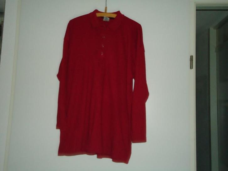 shirt mt l donkerrood met verticale streepjes, Kleding | Dames, T-shirts, Zo goed als nieuw, Maat 42/44 (L), Rood, Lange mouw