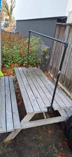 Gratis picknicktafel met lamprail, Ophalen, Gebruikt, Rechthoekig, Hout