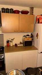Keukenblok Wit met Eiken Blad, Ophalen, Gebruikt, Wit, Enkelwandige keuken