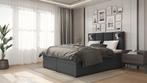 ACTIE Opberg Boxspring Maan - 180 x 200 - Stof Grijs, Verzenden, 180 cm, 200 cm, Grijs