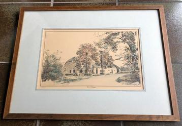 Litho pentekening Piet Hohmann Hoeve Ter Coyen Terkooyen beschikbaar voor biedingen