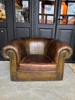 Stoere Vintage Clubfauteuil Leer, Huis en Inrichting, Fauteuils, Gebruikt, Vorm en Stijl, 75 tot 100 cm, Leer