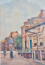 aquarel, Amsterdam, Lijnbaansgracht, Dick Blaauw, 1922,lijst, Ophalen of Verzenden