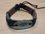 zwarte leren armband fish (Ichtus) nr. 68, Ophalen of Verzenden, Nieuw, Zwart, Leer