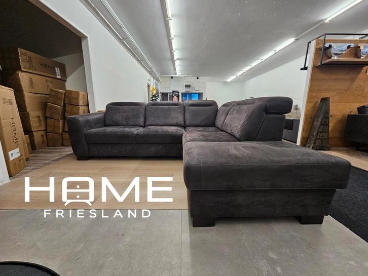 Hoekbank - Antraciet - Microvezel, Huis en Inrichting, Banken | Voetenbanken en Poefen, Zo goed als nieuw, 125 cm of meer, 125 cm of meer