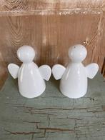 Basic peper en zoutstel. Wit porselein. Engelen / Engeltjes., Ophalen, Overige typen, Zo goed als nieuw, Effen