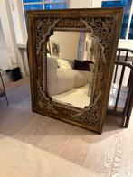 Ibiza / oosterse / indiase brocante spiegel houtsnijwerk, Antiek en Kunst, Ophalen of Verzenden, Rechthoekig