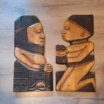 Afrikaanse Houtsculpturen man-vrouw. Wanddecoratie, Ophalen of Verzenden