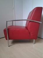 Moderne rood leren stoel, type Anna., Ophalen, Gebruikt, Minder dan 75 cm, Metaal