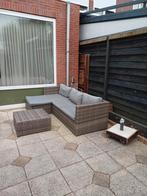 Loungeset wicker met grijze kussens, Wicker, Zo goed als nieuw, Ophalen